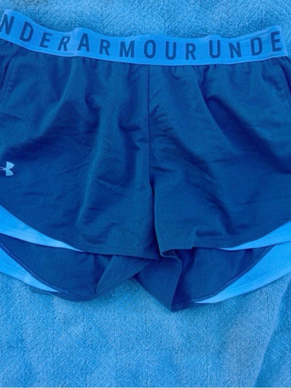 Under Armour Women's Navy and Light Blue Athletic Shorts
